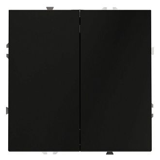 Проходной переключатель встраиваемый Voltum S70 двухклавишный 10А, черный матовый пластик Soft touch VLS020308