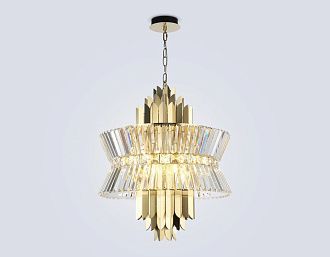 Подвесная люстра с хрусталем **66-120 см, 12*E14*40W, K, Ambrella Light High Light LH41017, латунь