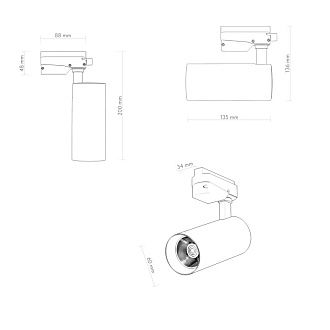 Трековый однофазный светильник 6 см, 15W, 3000K, Denkirs Solid Koper DK6451-BK, черный