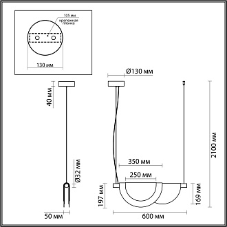 Светодиодный светильник 60 см, 20W, 3000K, Odeon Light COLLE 4358/20L, бронза