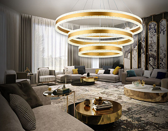 Светильник подвесной 80*94 см,  245W, 3000К, золото Ambrella Acrylica Original FA6183