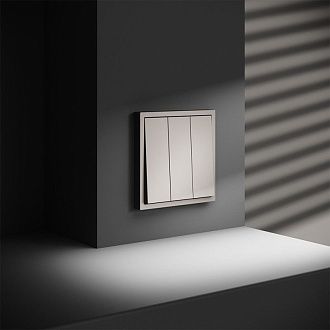 Выключатель встраиваемый Voltum S70 трехклавишный 10А, кашемир пластик Soft touch VLS030103