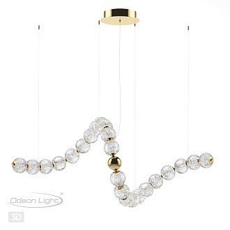 Светодиодный светильник 146 см, 92W, 4000K, Odeon Light CRYSTAL 5008/92L, золото