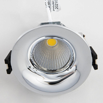 Встраиваемый светильник 8 см, 7W, 3500K Citilux Гамма CLD004NW1 хром, вр 7,5 см