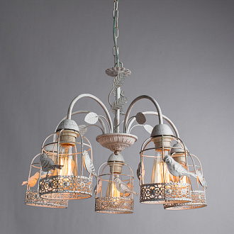 Подвесная люстра Arte Lamp Cincia A5090LM-5WG, диаметр 56 см, белый с золотом
