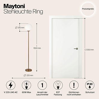 Торшер155 см, Maytoni Ring MOD013FL-01BS, латунь