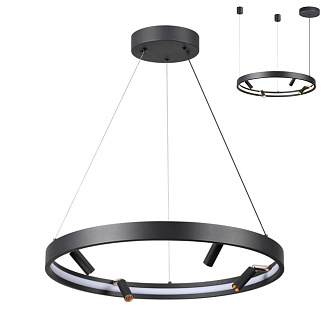 Светильник светодиодный диаметр 60 см, 58W LED, 3000-4000-6000K, Odeon Light HIGHTECH 4317/58L, черный