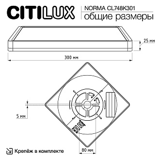 Светильник с подсветкой 30 см, 40W, 3000-5500K, Citilux NORMA CL748K301 LED, черный