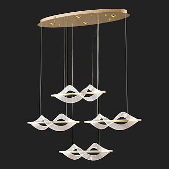 Линейно-подвесной светильник *113*55-150 см, 4*led*19W, 4000K, Lussole Knox LSP-7411, блестящее золото
