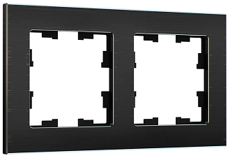 BRITE Рамка 2 поста РУ-2-1-БрЧ металл черный