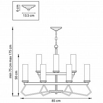 Люстра подвесная 85*175 см, 12*E14*72W, Никель Lightstar Flume 723125