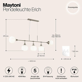 Подвесная люстра Maytoni Erich MOD221-PL-05-N, никель