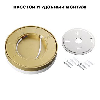 Уличный потолочный светильник с переключателем цв. температуры и мощности 20 см, 18W, 2700-4000K, Novotech Street Opal 359732, матовое золото