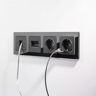 Телефонная розетка  RJ-11 (черный матовый) W1182008 Werkel 4690389156960