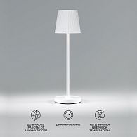 Уличный настольный светодиодный светильник Mist с аккумулятором, регулировкой цветовой температуры и яркости 38 см, 3W, 2700-4000K, Elektrostandard TL70220, белый