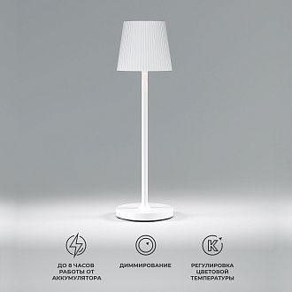 Уличный настольный светодиодный светильник Mist с аккумулятором, регулировкой цветовой температуры и яркости 38 см, 3W, 2700-4000K, Elektrostandard TL70220, белый