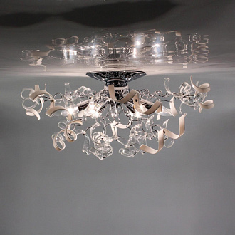 Потолочная люстра Citilux Рандом CL222161, диаметр 70 см, стекло белое/прозрачное