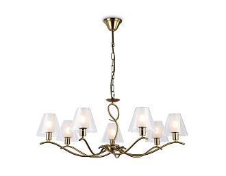 Подвесная люстра со стеклянными плафонами **79- см, 7*E14*40W, K, Ambrella Light High Light LH57093, латунь