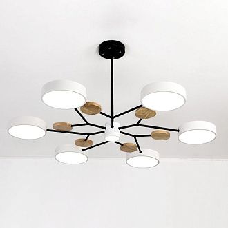 Люстра на штанге MEADE 6 lamps White 110*110*60 см, 6*LED*16W, ImperiumLoft MEADE-01, Чёрный, Бежевый
