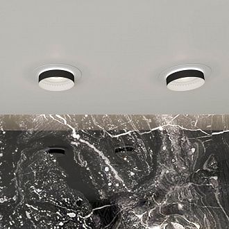 Встраиваемый светильник 10/7 см, GU10, IP44 Novotech WATER 370784 белый/черный, вр 7 см