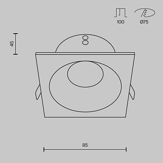 Светильник, 9 см, белый, Maytoni Zoom DL033-2-01W, встраиваемый, вр 7,5 см