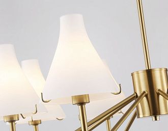 Люстра со стеклянными плафонами на штанге **65- см, 8*E14*40W, K, Ambrella Light High Light LH57135, латунь