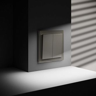 Выключатель встраиваемый Voltum S70 двухклавишный 10А, шелк пластик Soft touch VLS020104