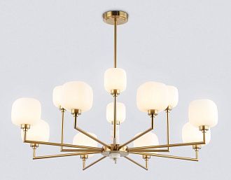 Люстра на штанге с мрамором **32,5-68 см, 12*G9*40W, K, Ambrella Light High Light LH53019, латунь