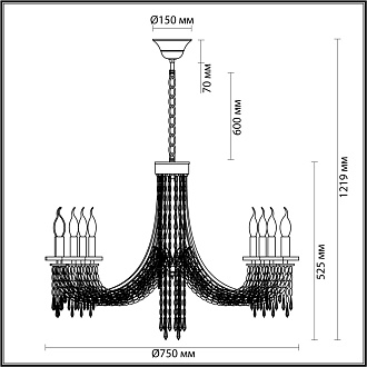 Люстра 75*75*121,9 см, 8 E14*40W, Odeon Light Capel, золотой 5063/8