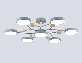 Люстра светодиодная на штанге **19- см, **W, 3000-6000K, Ambrella Light Comfort FL4865, серый, дерево