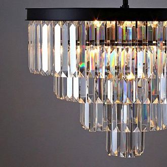 Подвесная люстра RH 1920s Odeon Clear Glass Fringe Chandelier D110 110*11*90 см, 33*E14*40W, ImperiumLoft 40.292, Чёрный