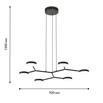 Подвесная люстра 82*20-150 см, 6*LED, 6W, 4000K, Favourite Vorago 4632-6P, черный матовый