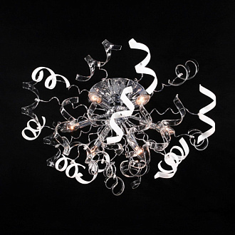 Потолочная люстра Citilux Рандом CL222161, диаметр 70 см, стекло белое/прозрачное