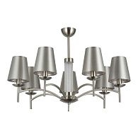 Люстра F-Promo Velum 2906-7P, D800*H520, никеля, плафоны из серой атласной ткани, декоративный стеклянный элемент