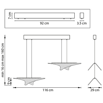 Люстра подвесная 29*116*9 см, 35W 3000K Lightstar Varese 731323 золото