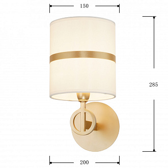 Бра Favourite Mateo 2634-1W, D200*W150*H285, каркас золотого цвета, абажур из белой ткани с золотистыми лентами