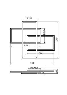 Потолочная люстра 78 см, 78W, 3000-4000K, Maytoni Line MOD016CL-L80BK, черный