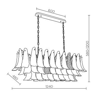 Подвесная люстра 48*124*58/120 см, 16*Е14 MODELUX premium ML.6777.16P GD золото