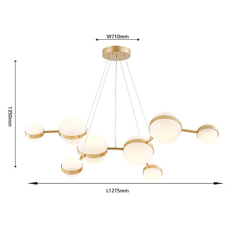 Подвесная люстра 127,5*40*135 см, 8*LED, 60W, 4000К, Favourite Asterismo 4448-8P золотой