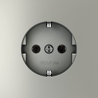 Розетка встраиваемая Voltum S70 с заземлением 16А, сталь пластик Soft touch VLS040105