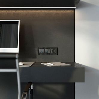 W1210108 Выключатель одноклавишный с подсветкой, hammer черный Werkel, 4690389162015