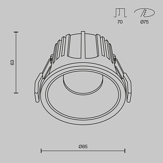 Светильник 9 см, 15W, 4000K, Maytoni Downlight Alfa LED DL043-01-15W4K-RD-W, белый, вр 7,5 см