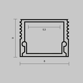 Алюминиевый профиль накладной 8x9 (Черный, 2 м), ALM-0809-B-2M 631002, 200*1*1 см, Maytoni  631002, Черный