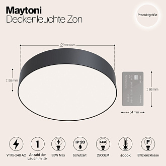Светильник 30 см, 43W, 4000К Maytoni Ceiling & Wall C032CL-L43B4K, черный