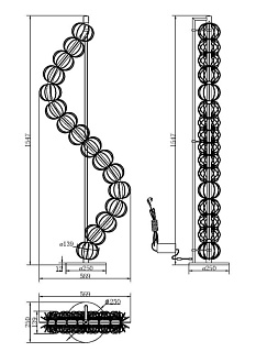 Торшер 56,9*25*154,7 см, LED*48W, 3000 К, Golden Cage MOD216FL-L38G3K Maytoni, Золото