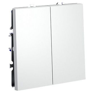 Выключатель с самовозвратом встраиваемый Voltum S70 двухклавишный 10А, белый матовый пластик Soft touch VLS020602