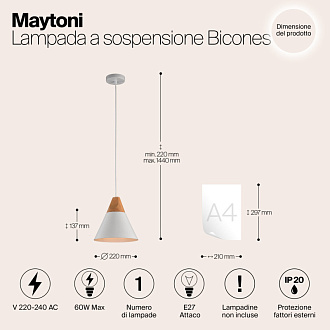 Подвесной светильник Maytoni Bicones P359-PL-01-W