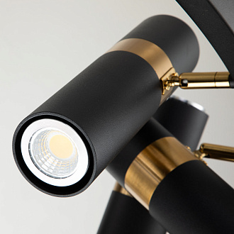 Подвесная люстра Favourite Light point 2997-9P, D850*H290/1220, каркас светильника сочетает два цвета - золотая гальваника и черный, поворотный плафон, лампу GU10 можно менять