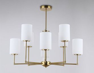 Люстра со стеклянными плафонами на штанге **60- см, 8*E27*60W, K, Ambrella Light High Light LH56217, латунь
