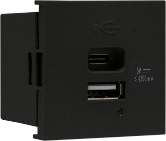 Donel USB зарядное устройство, 4.2A , Type A + C, 2 мод., черн. матовая (45х45мм) DUSB4200ANF